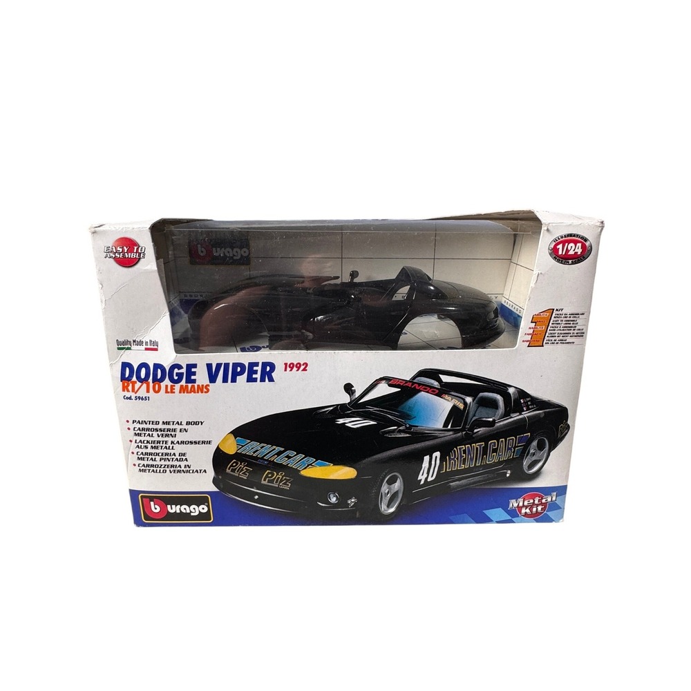 Bburago 1992 Dodge Viper RT/10 Le Mans Metal Model Kit 1/24 Scale Black 59651